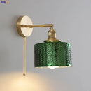 GobekUsa Green Glass Nordic Wall Sconce LED Light for Bedroom Bathroom Mirror