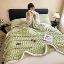 GobekUsa Cozy Flannel Velvet Blanket: All-Season Solid Color Single Queen Quilt