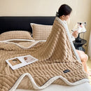 GobekUsa Cozy Flannel Velvet Blanket: All-Season Solid Color Single Queen Quilt