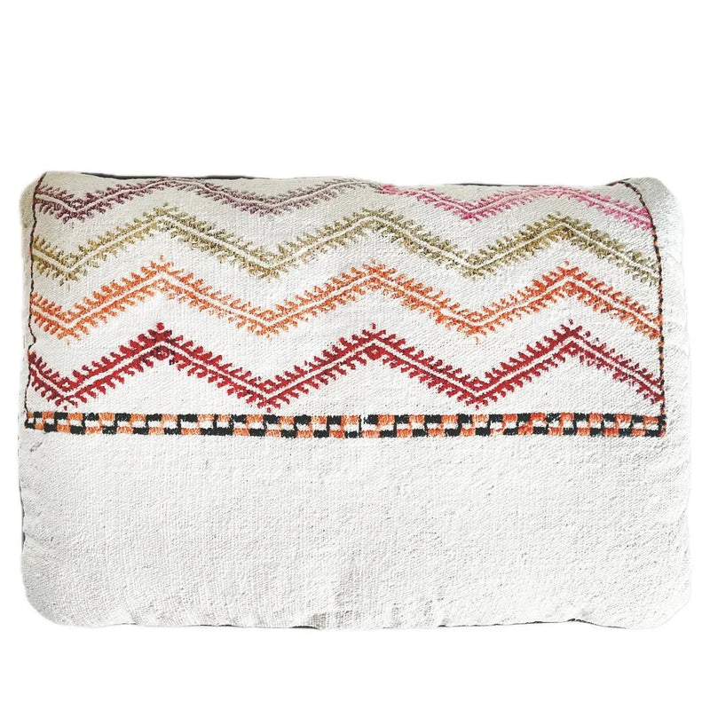 Handwoven Cotton Lumbar Pillow | Vintage Cushions for Modern Decor