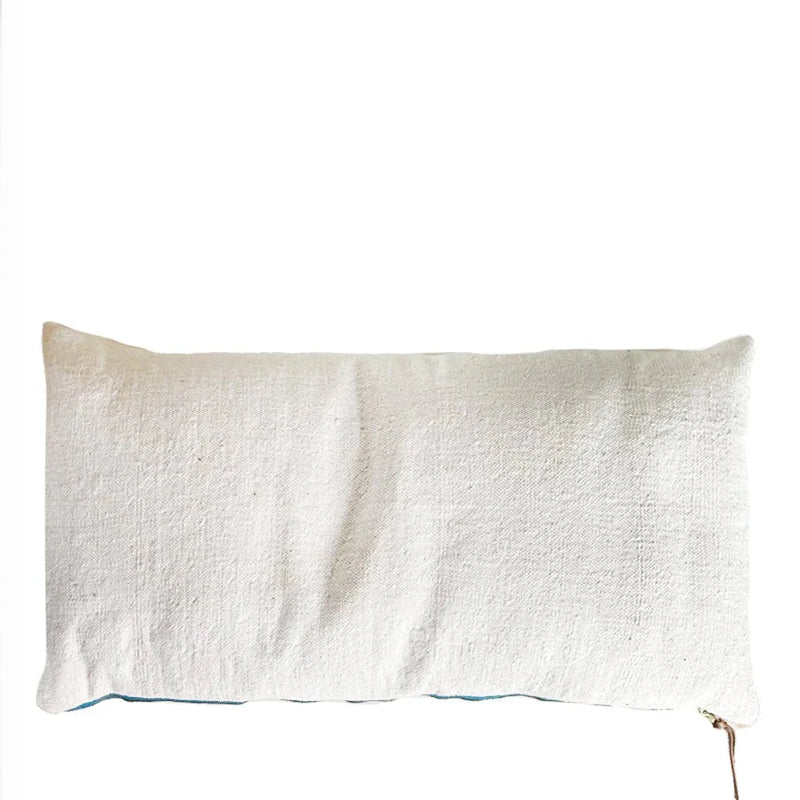 Handwoven Cotton Lumbar Pillow | Vintage Cushions for Modern Decor