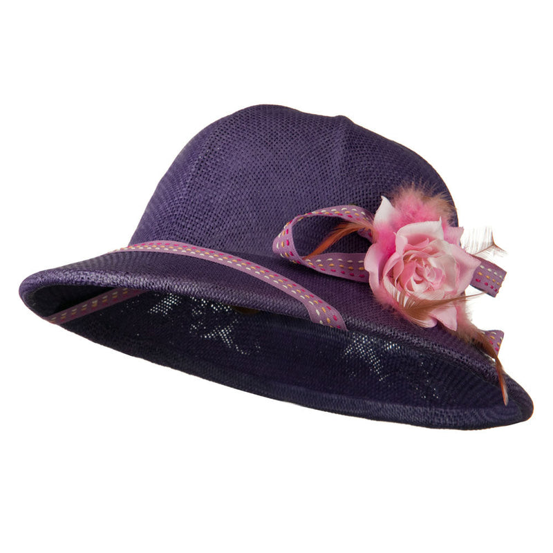 UPF 50+ Pith Helmet Twisted Toyo with Flower Ribbon