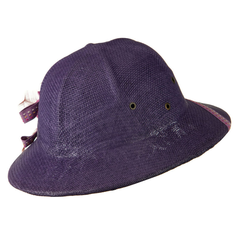 UPF 50+ Pith Helmet Twisted Toyo with Flower Ribbon