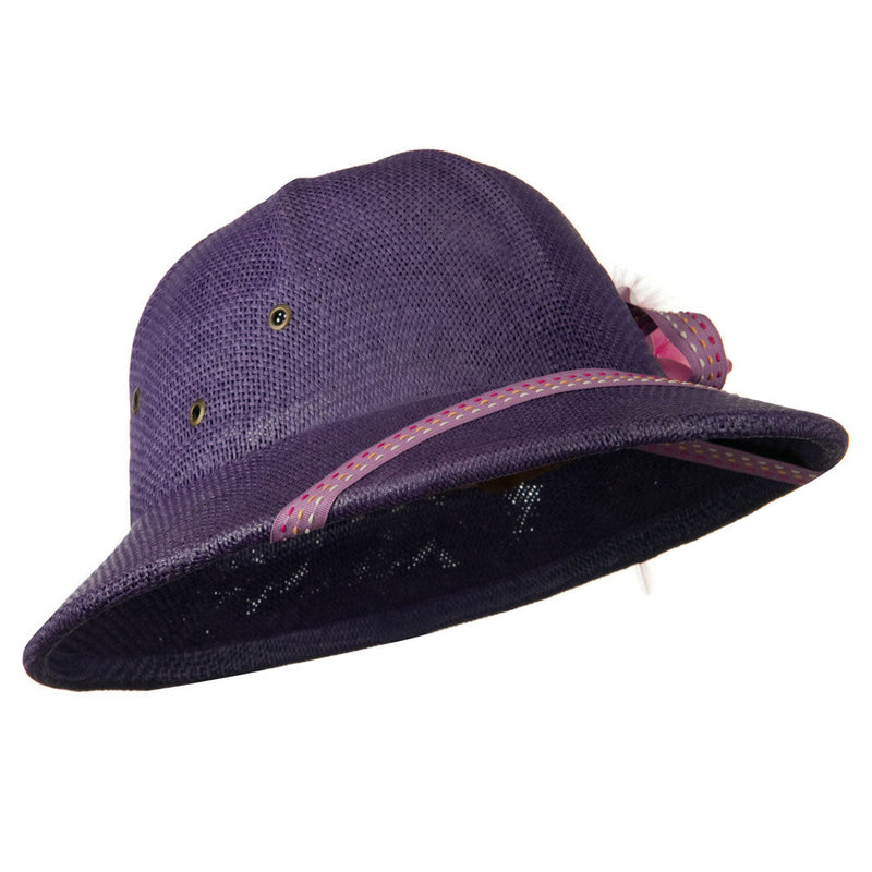 UPF 50+ Pith Helmet Twisted Toyo with Flower Ribbon