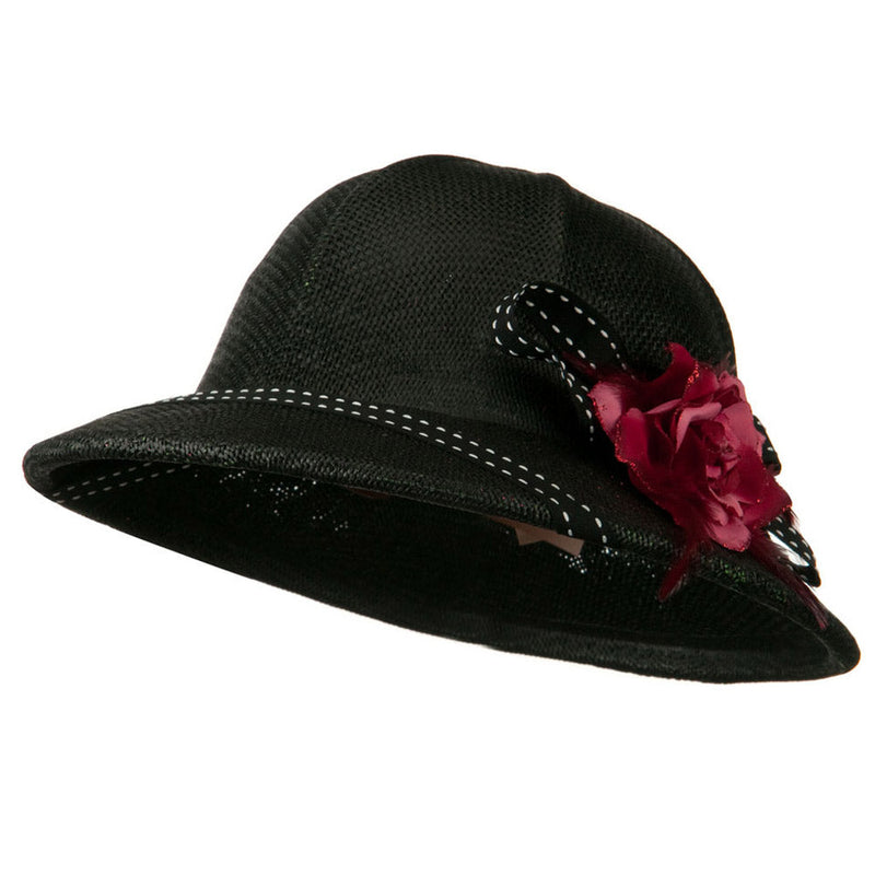 UPF 50+ Pith Helmet Twisted Toyo with Flower Ribbon