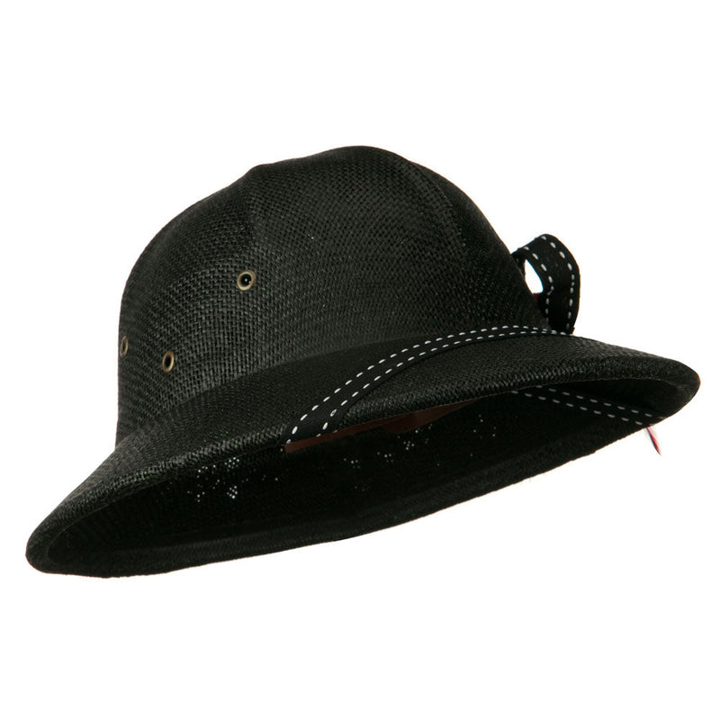 UPF 50+ Pith Helmet Twisted Toyo with Flower Ribbon