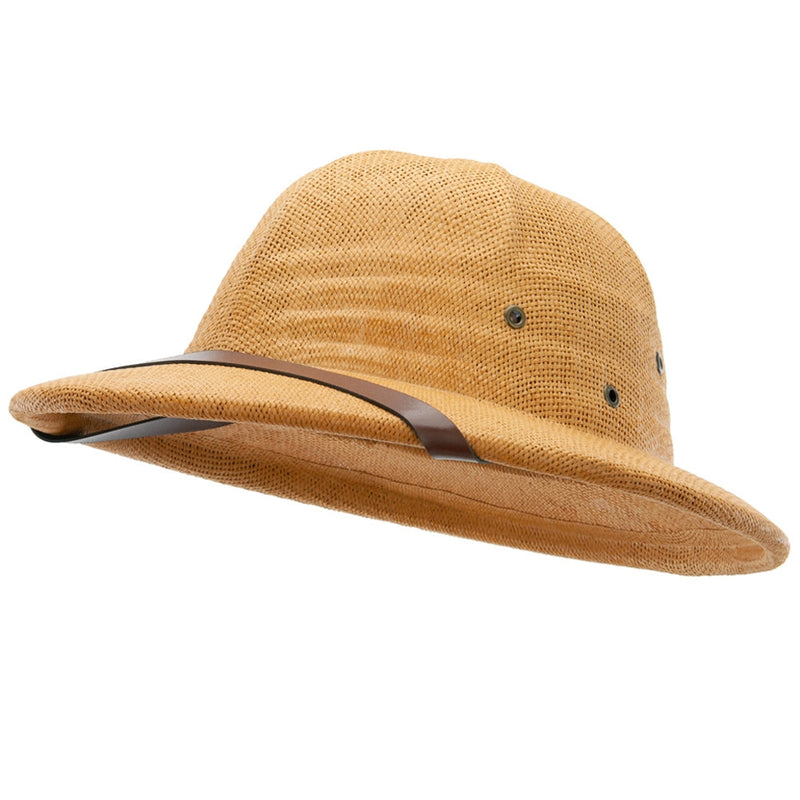 UPF 50+ Pith Helmet Twisted Toyo with Flower Ribbon