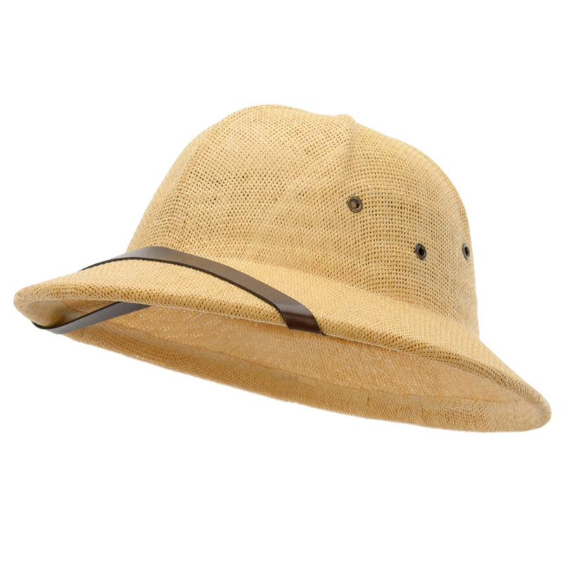 UPF 50+ Pith Helmet Twisted Toyo with Flower Ribbon