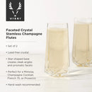 Seneca Faceted Crystal Stemless Champagne Flutes Set of 2 by Viski