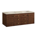 James Martin Amberly 60" Dual Mount Double Bathroom Vanity, Mid-Century Walnut