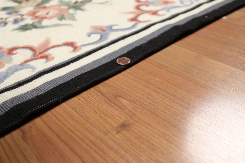 4x6 Ivory Hand Woven Needlepoint Aubusson 100% Wool Traditional Oriental Area Rug