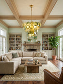 Thalia Olive Swirl Green Disc Chandelier