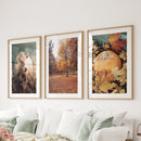Autumn Farmhouse Prints. Cow, Fall Trees, Pumpkin Decor by Wall Art Set