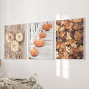 Cozy Fall Wall Art Set of 3. Pumpkins and Autumn Leaves by Wall Art Set