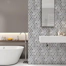 Thassos, Silver Sky Polished Favo Marble Mosaics 12 1/4x11 3/4