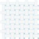 Thassos White&amp;blue Celeste Polished Basket Weave Marble Mosaics 12x12