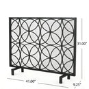 Thayer Single Panel Iron Fireplace Screen with Geometric Design