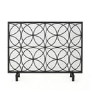 Thayer Single Panel Iron Fireplace Screen with Geometric Design