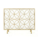 Thayer Single Panel Iron Fireplace Screen with Geometric Design