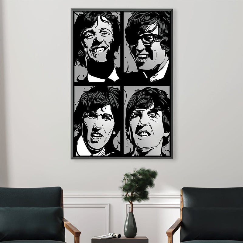 The Beatles Black and White Canvas