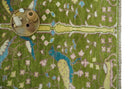 The Green Jungle Life Teal and Peach Peacock Bird Hand Knotted 8x10 Wool Area Rug by The Rug Decor