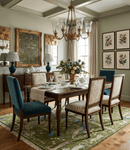 The Green Jungle Life Teal and Peach Peacock Bird Hand Knotted 8x10 Wool Area Rug