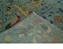 The Jungle Life Peacock Bird Rug Hand Knotted 8x10 Green Wool Rug by The Rug Decor