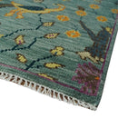 The Jungle Life Peacock Bird Rug Hand Knotted 8x10 Green Wool Rug by The Rug Decor