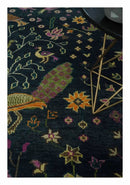 The Jungle Life Peacock on tree Rug Hand Knotted 8x10 Green Wool Rug by The Rug Decor