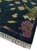 The Jungle Life Peacock on tree Rug Hand Knotted 8x10 Green Wool Rug by The Rug Decor