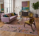 Hand-Knotted Wool Area Rug featuring Peacock on Tree Motif in Warm Peach Tones Multi Size