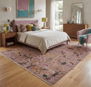 Hand-Knotted Wool Area Rug featuring Peacock on Tree Motif in Warm Peach Tones Multi Size