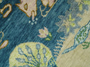 The Jungle Pond Custom Made Blue And Beige Hand Knotted Wool Area Rug