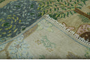 The Jungle Pond Custom Made Blue And Beige Hand Knotted Wool Area Rug