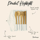 Bamboo Travel Cutlery & Cotton Pouch Set