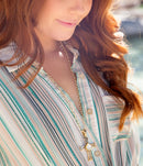 The Light White Mother of Pearl Cross Pendant Golden Necklace