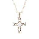 The Light White Mother of Pearl Cross Pendant Golden Necklace
