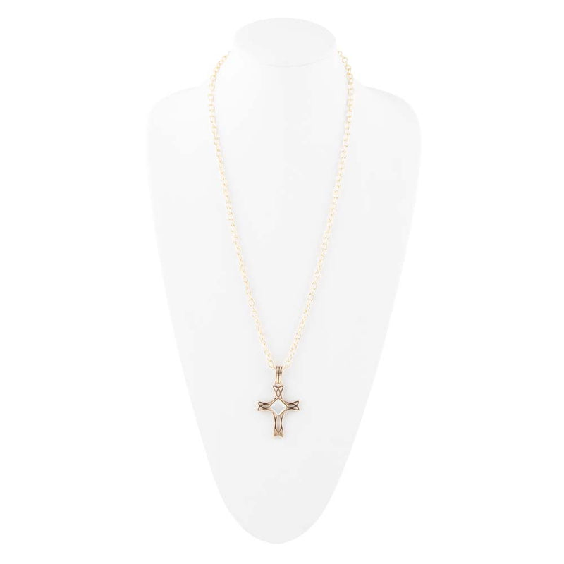 The Light White Mother of Pearl Cross Pendant Golden Necklace