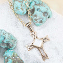 The Light White Mother of Pearl Cross Pendant Golden Necklace