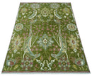 The Peacock Garden Green Bird Hand Knotted 8x10 and 9x12 Wool Area Rug