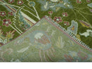 The Peacock Garden Green Bird Hand Knotted 8x10 and 9x12 Wool Area Rug