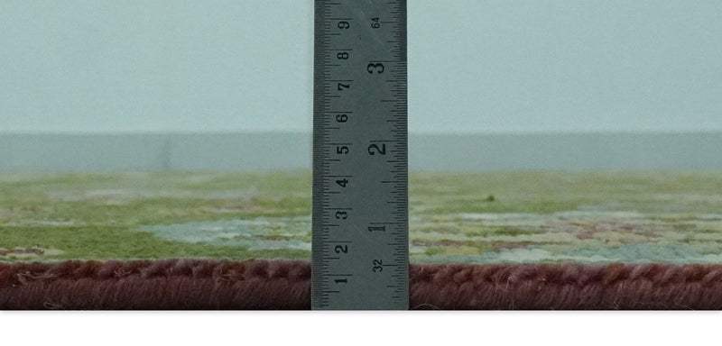 The Peacock Garden Green Bird Hand Knotted 8x10 and 9x12 Wool Area Rug