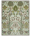 The Peacock Garden Ivory and Green Bird Hand Knotted Multi size Wool Area Rug