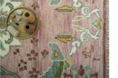 Pink and Green Peacock Garden Hand Knotted Wool Area Rug Traditional Weaving Design