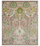 The Peacock Garden Pink and Green Peacock Bird Hand Knotted Multi size Wool Area Rug