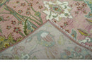 Pink and Green Peacock Garden Hand Knotted Wool Area Rug Traditional Weaving Design