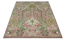 Pink and Green Peacock Garden Hand Knotted Wool Area Rug Traditional Weaving Design