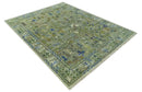 The Plant and Root Green Hand Knotted 8x10 Traditional Wool Area Rug by The Rug Decor