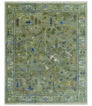 The Plant and Root Green Hand Knotted 8x10 Traditional Wool Area Rug by The Rug Decor