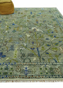 The Plant and Root Green Hand Knotted 8x10 Traditional Wool Area Rug by The Rug Decor